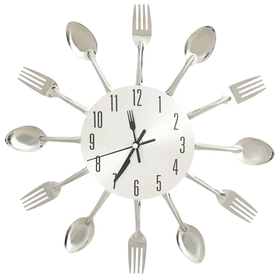 vidaXL Wandklok lepel-en-vork 31 cm aluminium zilverkleurig, foto 3