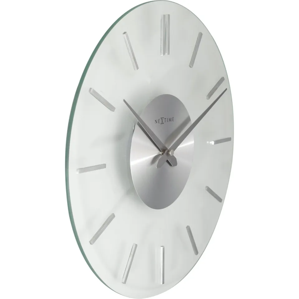 NeXtime Clocks Nextime wandklok- 26 cm - Aluminum - Glas - Stripe - 31 cm transparant, foto 2
