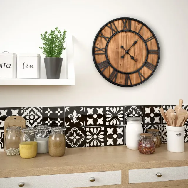 vidaXL Wandklok vintage-stijl quartz-mechanisme XXL 60 cm hout metaal bruin, foto 2