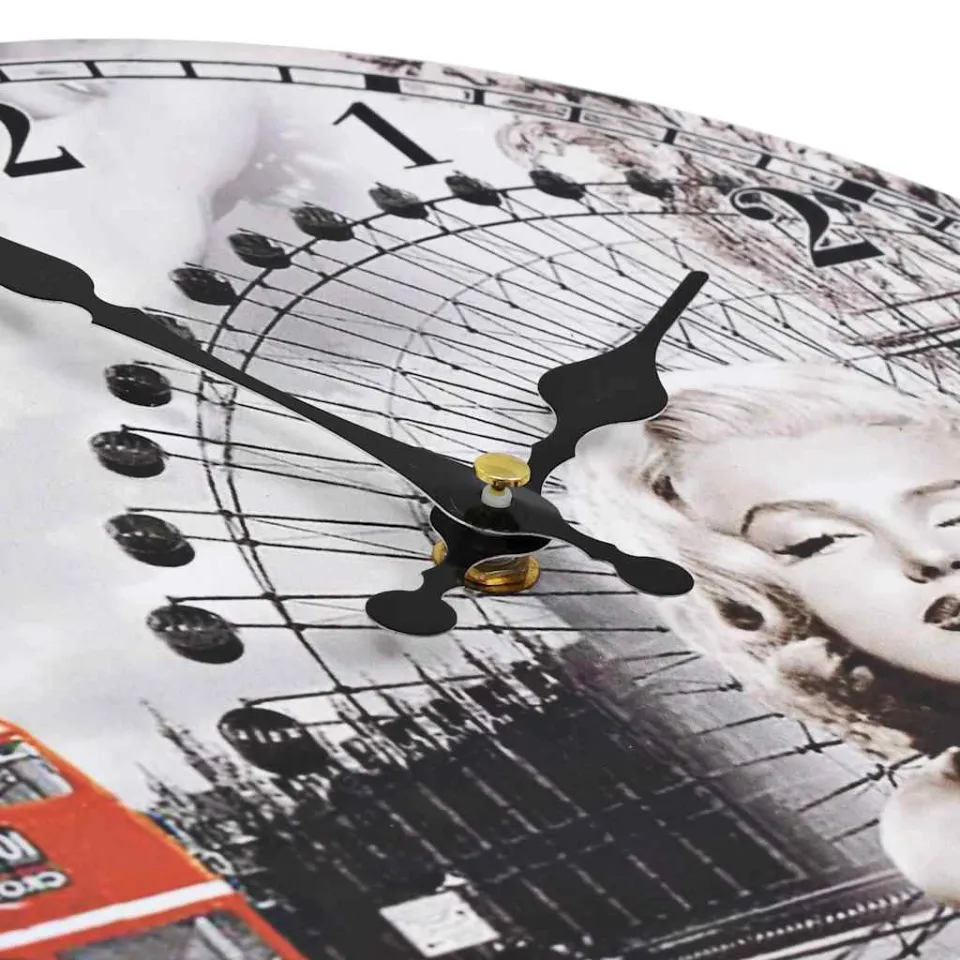 vidaXL Wandklok vintage stijl Marilyn Monroe 30 cm meerkleurig, foto 4