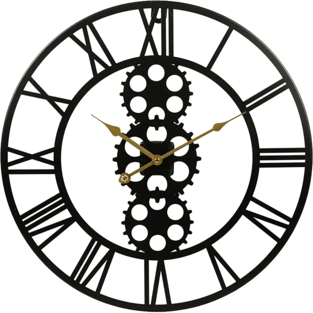 OSTARIA Wandklok/muur klok - open uurwerk - D50 cm - metaal - zwart - woonkamer/keuken