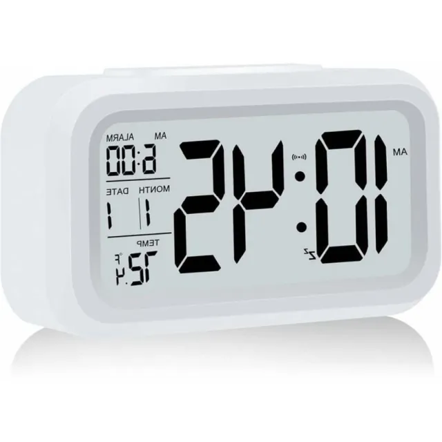 Excitat Wekker - Alarmklok - Digitale Wekke - Digitale wekker met LED-display - Wekker met temperatuurweergave - Klok Slaapkamer - Snooze Functie - geschikt voor kinderen en volwassenen - Wit