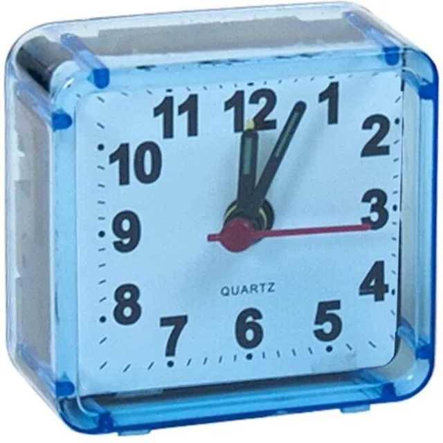 Gerimport Reiswekker/alarmklok analoog - licht blauw - kunststof - 6 x 3 cm - klein model Lichtblauw
