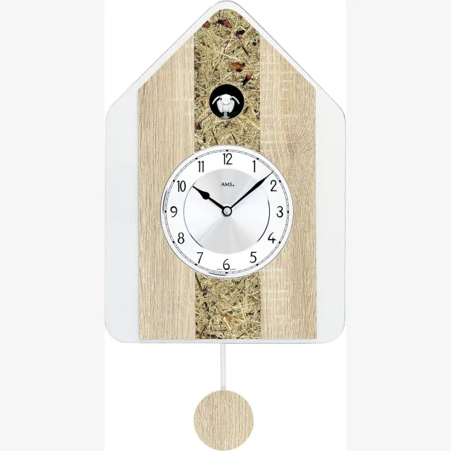 AMS Wandklok koekoek met slinger en melodie / leuke klok met slinger en vogelgeluid / Vaderdag kado hout