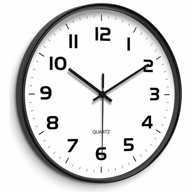 PolkaHome klok Ronde Wandklok 20 cm - Stil Quartz Uurwerk - Zwart-Wit Minimalistisch Design - Aluminium Wijzers - Voor Woonkamer, Slaapkamer, Kantoor