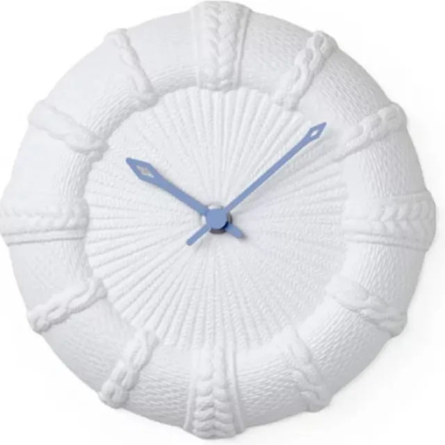 Lemnos Wandklok White Ceramic Trace Face Blauw Wit, Blauw