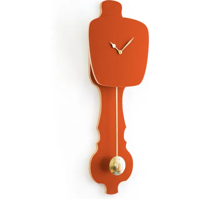 Kloq Wandklok met Pendule - Batterijen Inbegrepen - Wanddecoratie - Quartz Beweging - Niet-Tikkend Batterij Aangedreven - Roest Rood & Glimmend Goud - Groot Roest Rood en Goud
