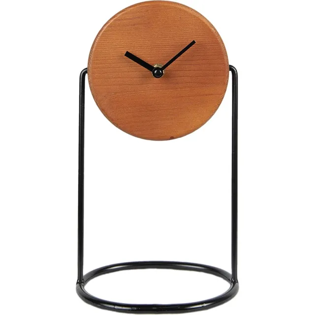 Clayre & Eef Tafelklok 28 cm Bruin Zwart Hout