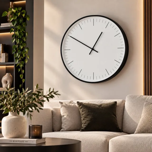 Fameilleur Wandklok Zwart 51 cm – Grote Ronde Muurklok – Moderne Design Wand klok – Minimalistische Klok – Metalen Woonkamer Klok – Grote Klok voor aan de Muur – Wanddecoratie voor Woonkamer Keuken Kantoor Slaapkamer Hal – Industrieel Scandinavisch