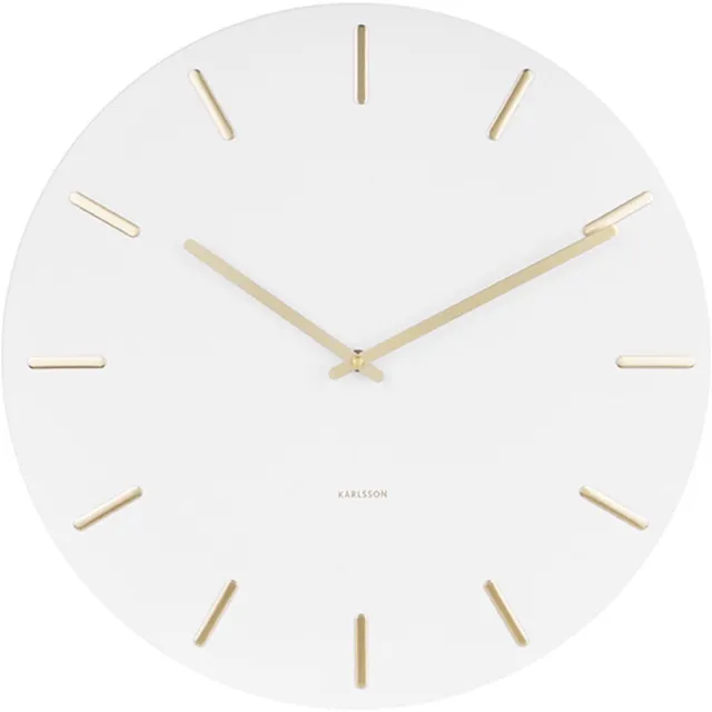 Karlsson Wandklok Charm - Wit Staal met gouden wijzers - Ø45cm - Wandklok Scandinavisch