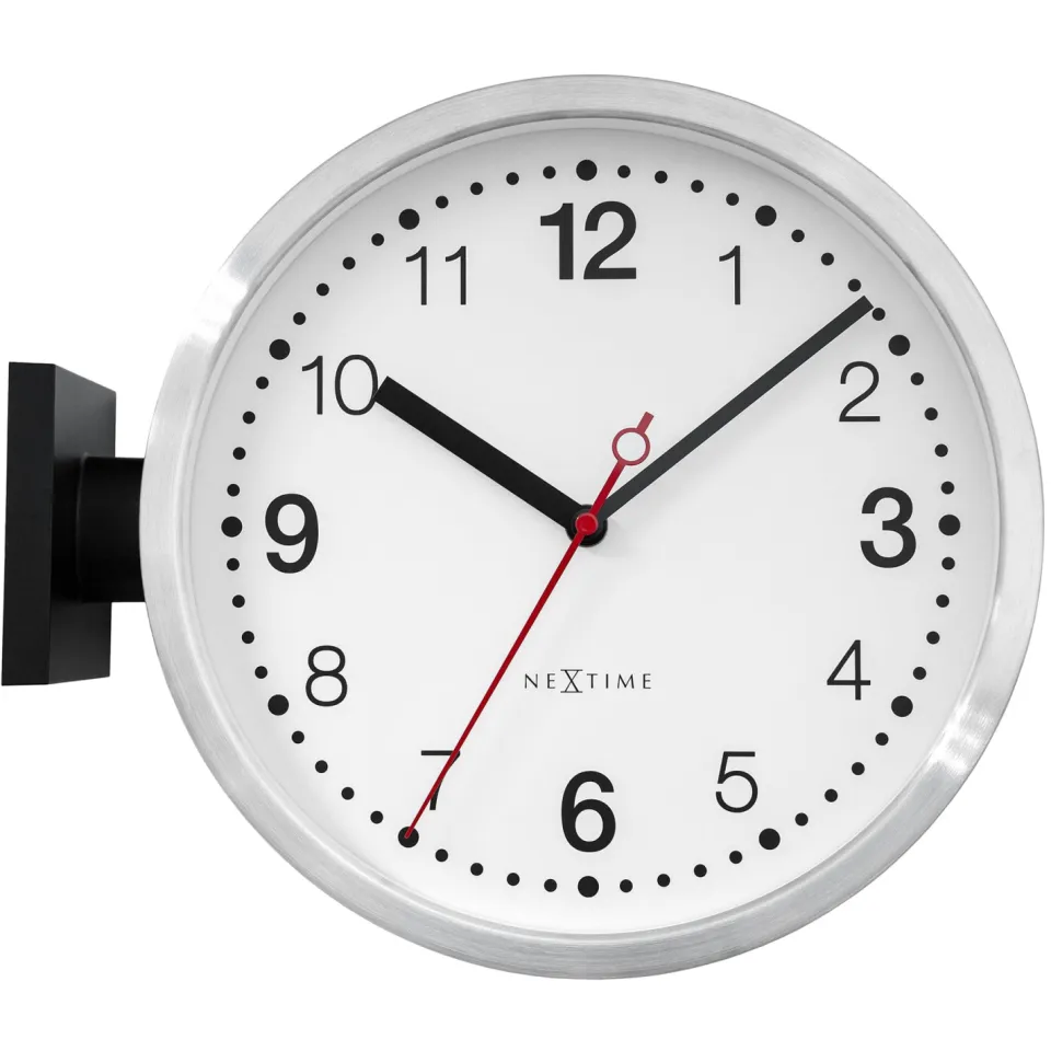 Wandklok 32,3 x 28 x 10 cm - stil - wit & zwart - aluminium - NeXtime 'Double', foto 2
