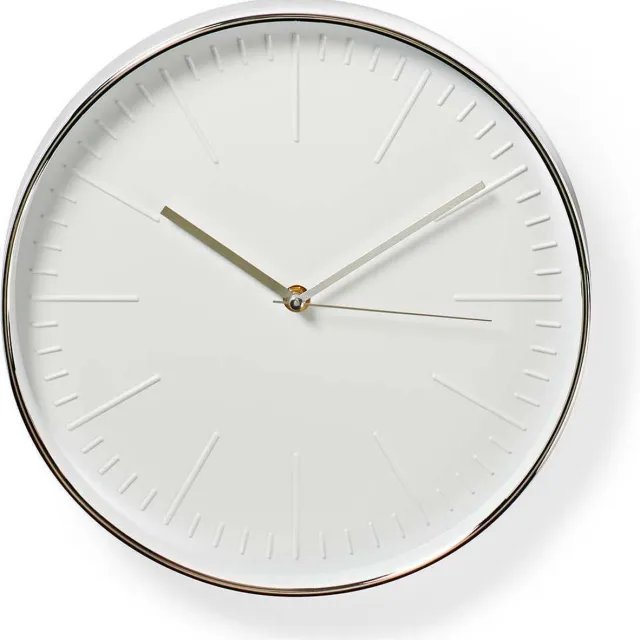 Nedis Ronde wandklok Diameter 30 cm Wit & zilver Zilver - Wit