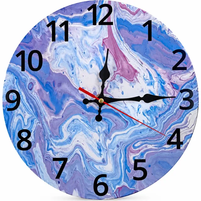 SWGOTA Ronde wandklok met gekleurd steenpatroon, zwarte cijfers en wijzers, rode secondewijzer, enkelzijdig Multicolor