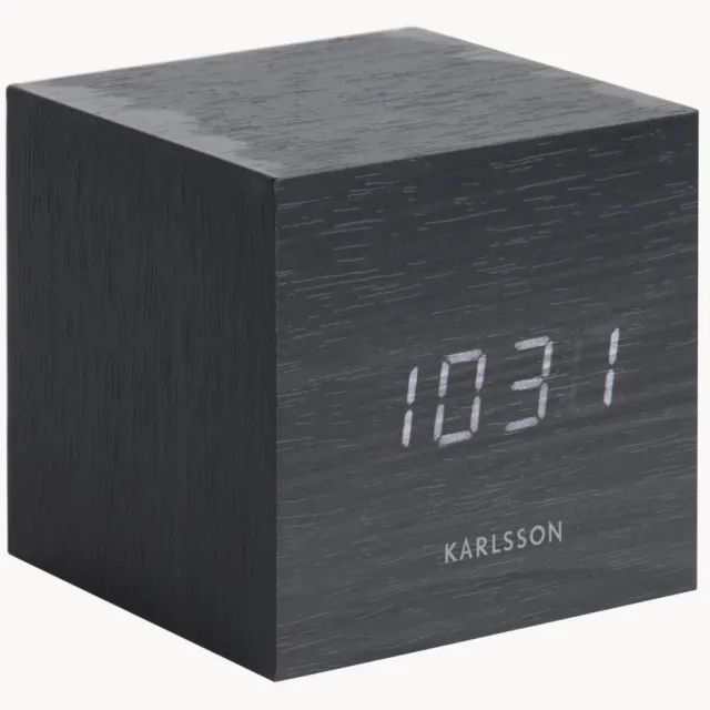 Karlsson LED wekker Cube met USB-aansluiting Zwart
