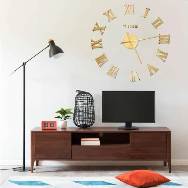 vidaXL 3D-wandklok modern XXL 100 cm goudkleurig, foto 2