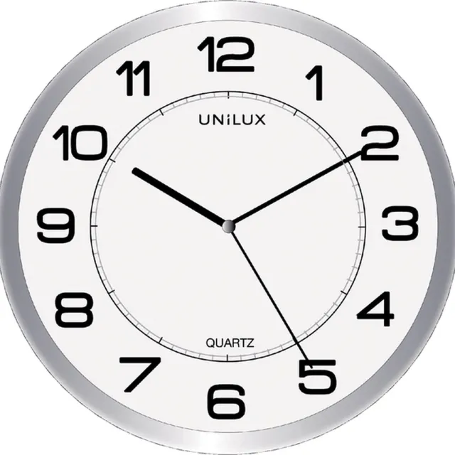 Unilux Attraction klok - grijs/wit - Ø 22 - rond - stil