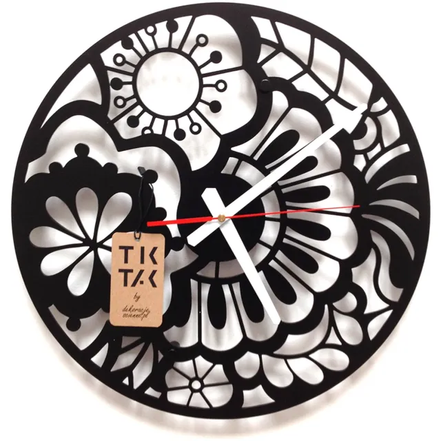 Decorizzly® Decorizzly Floro - Wandklok - 40 cm - Zwart - Fluister Stil - 3D Effect