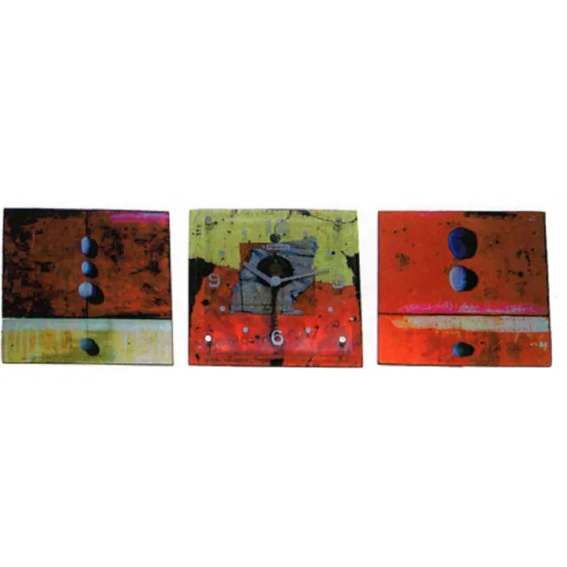 Gifa Wandklok met 2 decoratieve panelen - 24 x 24 cm multi
