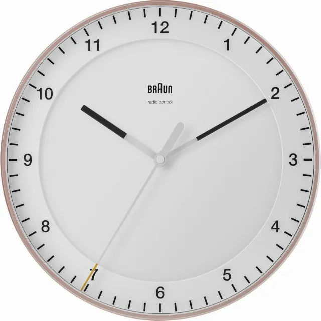 Braun BC17PW-DCF - Wandklok - Analoog - Kunststof - Quartz - Radiogestuurde tijdsaanduiding - Sweep movement - Rosékleurig - Wit - Ø30cm