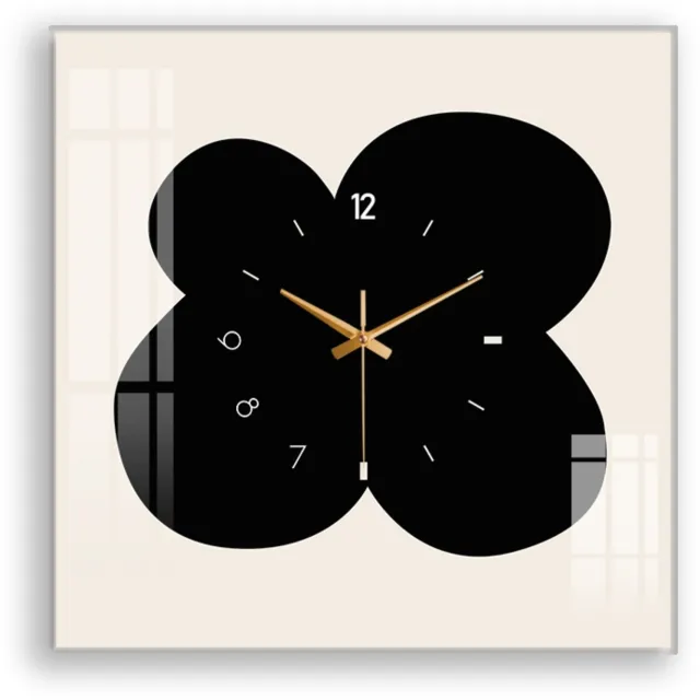 Mura Logistiek Mura Klok - Wandklok - Muurklok - Wall Clock - Stil Uurwerk - 30cm Vierkant - Gehard Glas - AA Batterijen - Zwart / Wit / Goud