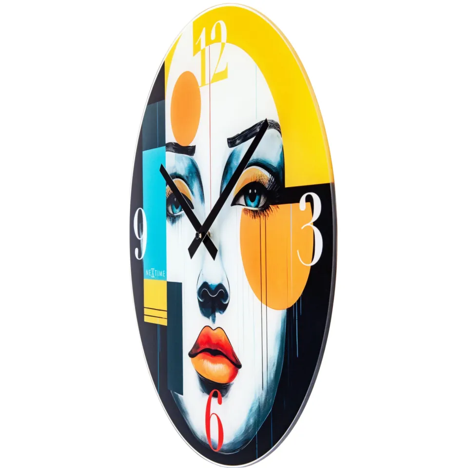 Wandklok 43cm-Stil-Multicolor-Glas-NeXtime 'Vogue', foto 4