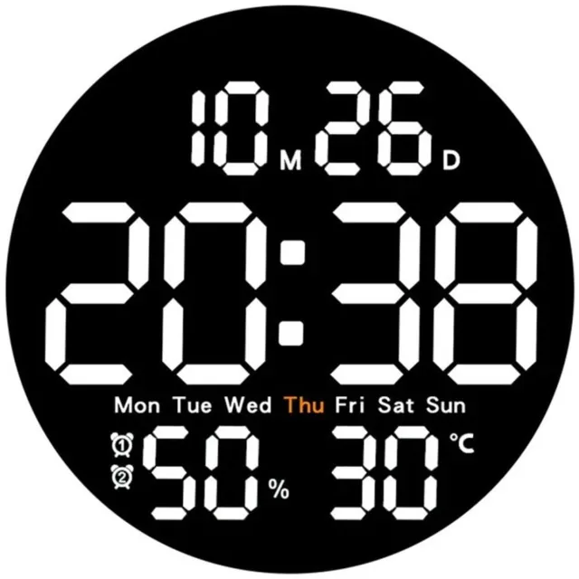 longziming Moderne LED Wandklok 25 cm – Elegant– Stijlvol– Multifunctioneel– Timer & Countdown– Duidelijk Display– Twee Alarmen–Wit