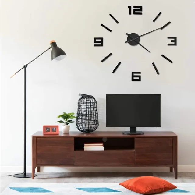 vidaXL 3D-wandklok modern XXL 100 cm zwart, foto 2