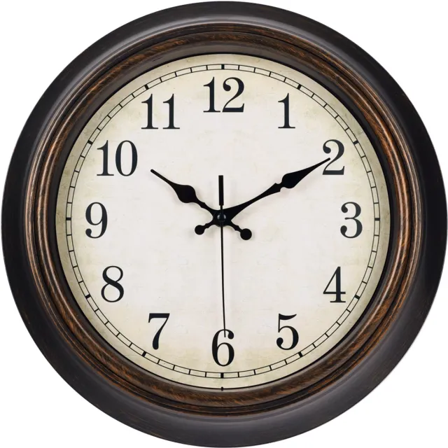 IvoQ Retro Wandklok – 35 cm – Antieke Stijl – Stijlvol & Tijdloos – Stille Quartz - Klassiek Design Zwart