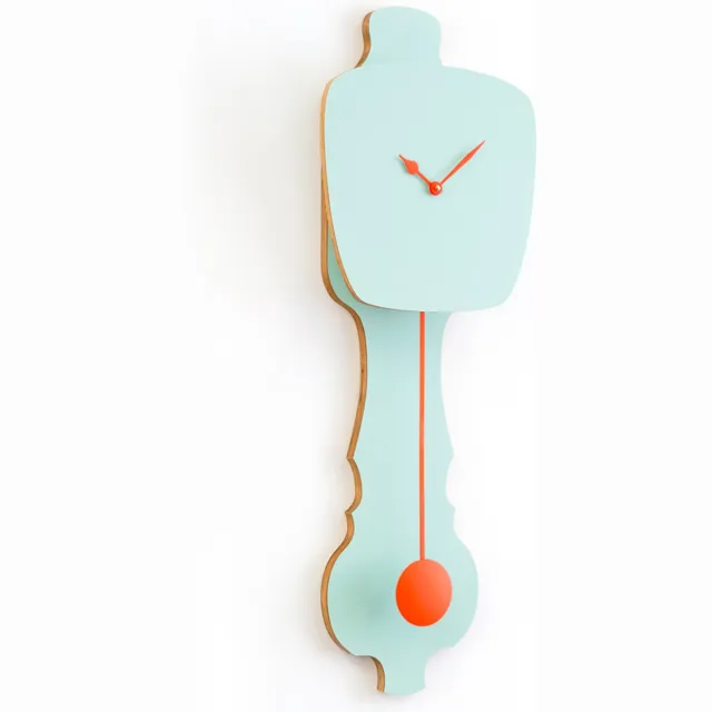 Kloq Wandklok Pistache Groen & Neon Oranje