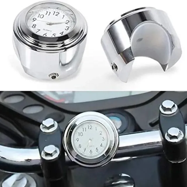 Actie4you® Motor Stuur Horloge - Stuur Klokje – Chroom met Witte wijzerplaat