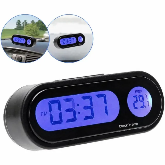 Astilla Products 2 in 1 Digitaal Autoklokje - Temperatuur Meter - LED Klok Auto - Thermometer Auto - Auto Accessoires - Zwart