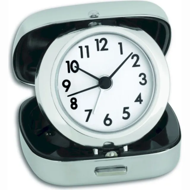 TFA Dostmann 60.1012 - Wekker - Quartz - Metaal Box - Cijfers - Alarm - Pop-Up - Zilverkleurig Wit