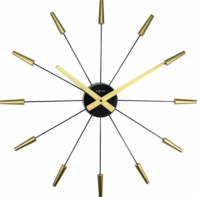NeXtime Wandklok - 58 cm - Rvs - Goud - 'Plug Inn'