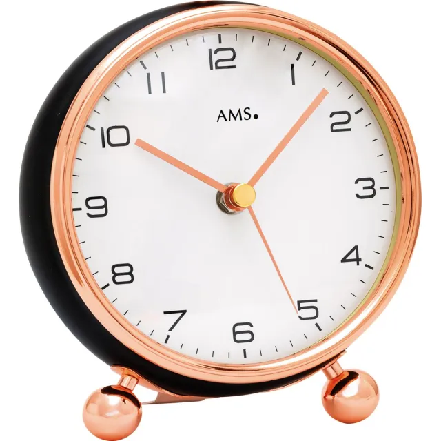 AMS tafelklok | 5195 zendergestuurd -rosegoud kleur / mooi voor op tafel of buro - of als kado Roze goud, Zwart, Wit