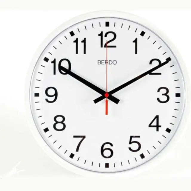 BerdoTime 40 cm Quartz klok met stil uurwerk wit