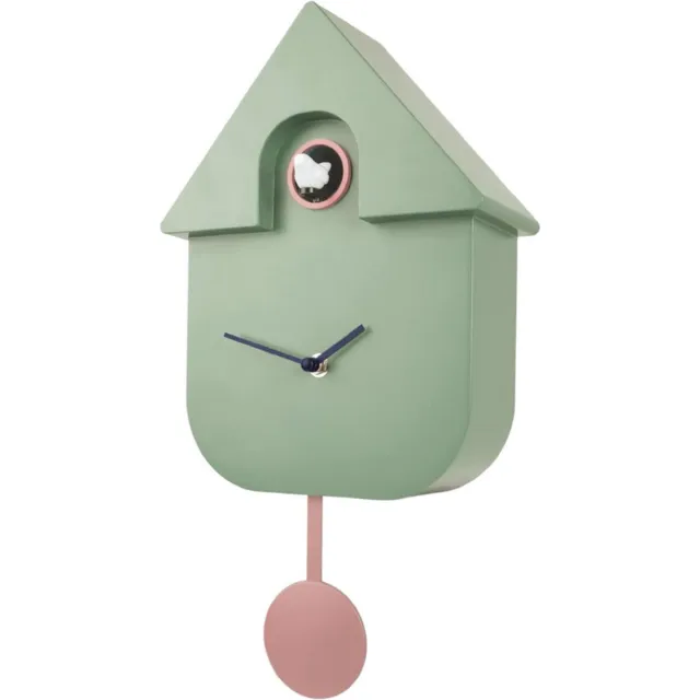 BOG Wandklok Koekoeksklok - Mint Roze En Wit - Originele Design Wandklok - Koekoeksklok Op Batterijen - ABS Kunststof - Zonder Batterijen - 21.5x8x41.5 Cm MIINT GROEN