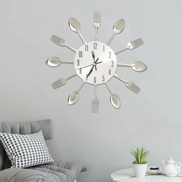 vidaXL Wandklok lepel-en-vork 31 cm aluminium zilverkleurig, foto 2