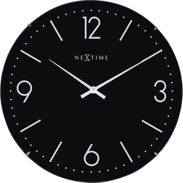 Nextime Grote wandklok BASIC DOME - Zwart, Rond, Ø 35,6 cm - Stil & Modern