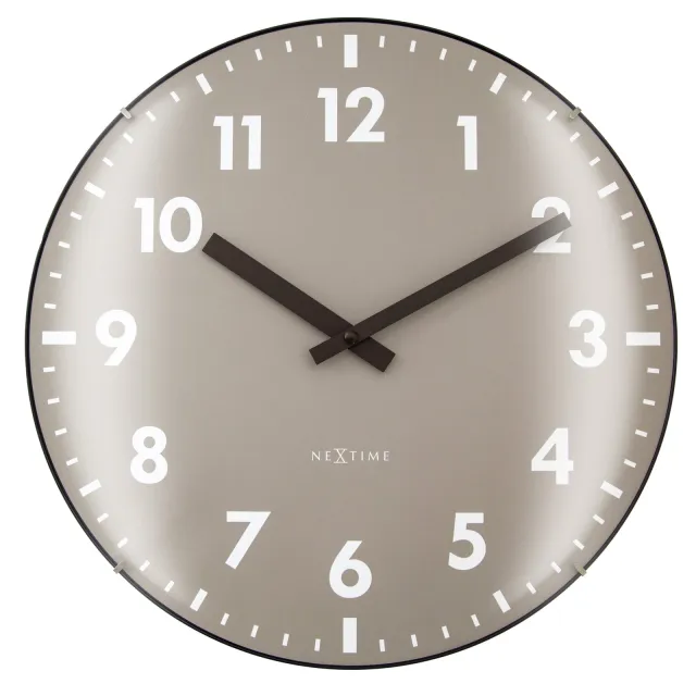 Nextime Wandklok 35 cm met koepelglas - geruisloos - glas - NeXtime 'Duomo' Khaki