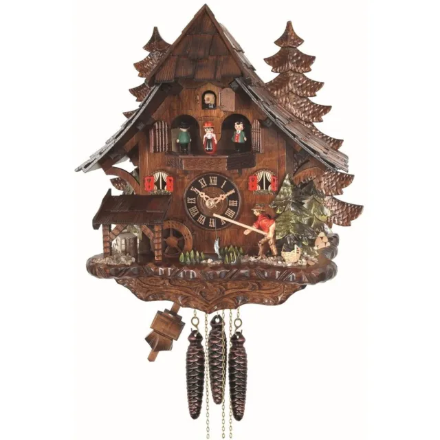 Engstler 4739_MT - Koekoeksklok - 1-daags kettinguurwerk - Notenhout - met muziek met dansend paar - 34 cm Bruin