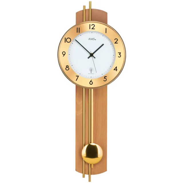 AMS Wandklokken radiogestuurd AMS - 5266-18 beuken