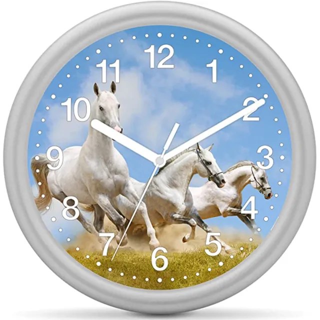 EUROTIME Kinderklok paard - 3 Schimmels in galop Leer