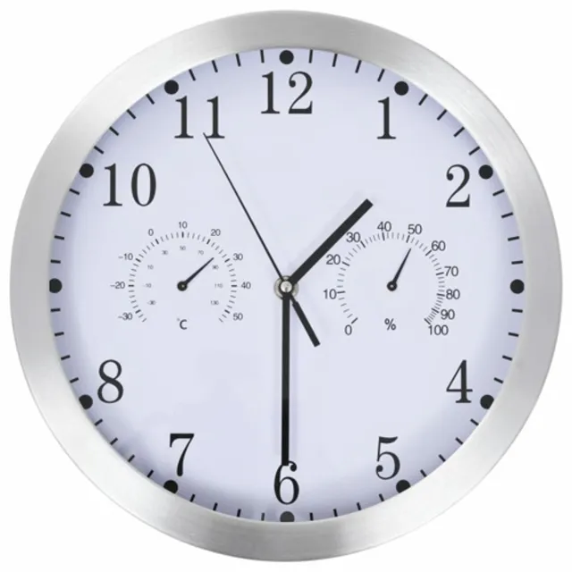 vidaXL Wandklok - met - quartz-mechanisme - hygrometer - thermometer - 30 - cm - wit