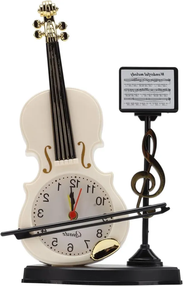 Cosensi Vioolwekker Desktop Tafelklok Nieuwigheid Nachtkastje Ornament Beeldje - Thuis Woonkamer Decoratie Geschenken Goud
