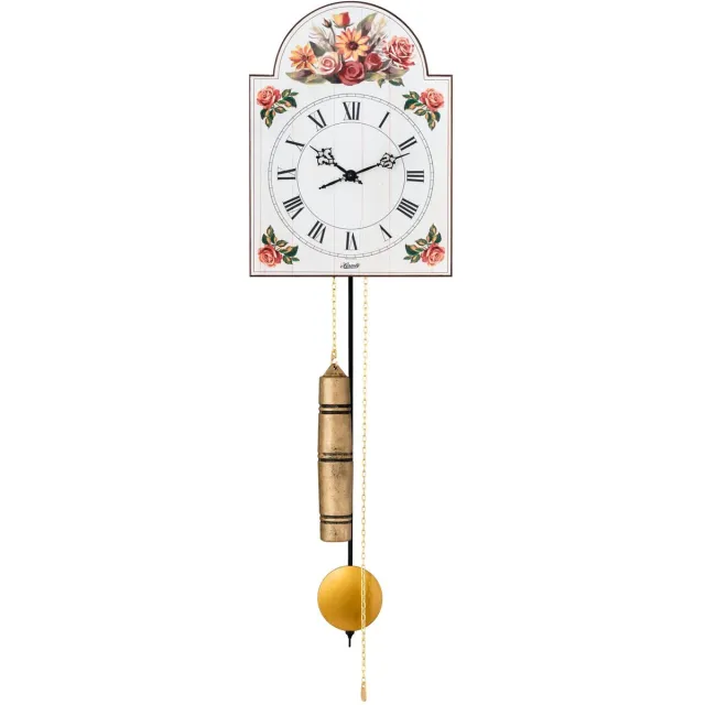 HERMLE De Hermle 61026-000711 / GIselle is een traditionele, mechanische schilderklok (Lackschilduhr) afkomstig uit het Duitse Zwarte Woud. Deze wandklok combineert een nostalgisch, ambachtelijk uiterlijk met een betrouwbaar mechanisch uurwerk. W|it