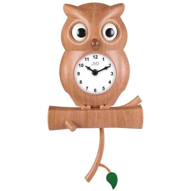 JVD Kinderwandklok Uil met Pendel - 20x40 cm - Stille Kwarts Beweging