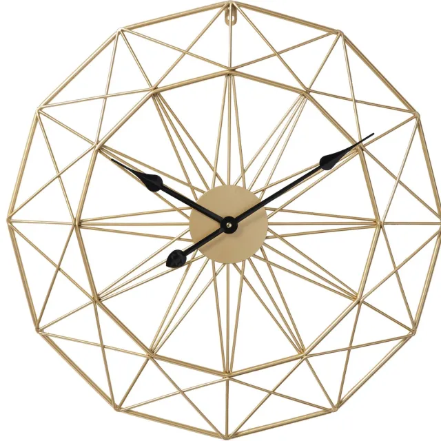LW collection Megan 80cm moderne wandklok goud met zwarte wijzers - Grote industriële muurklok metaal - Moderne wandklok stil uurwerk