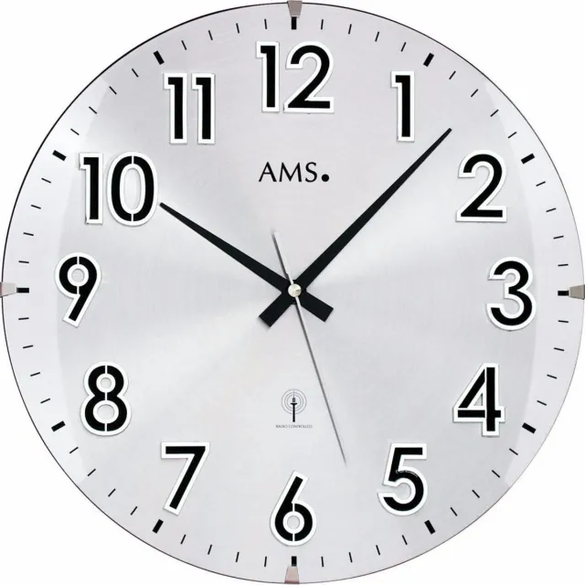 AMS 5973 Funkwanduhren modern - Serie: AMS Design Zilver