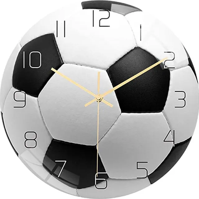 Levabe Voetbal Klok - Wandklok - Tijd - Voetbalkamer - Sport - Bal - Jongens & Meiden - 30 cm Wit