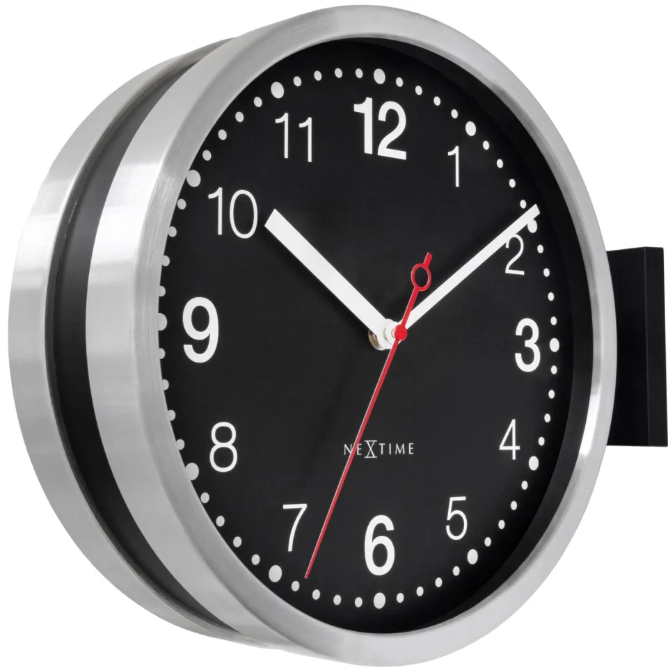 Wandklok 32,3 x 28 x 10 cm - stil - wit & zwart - aluminium - NeXtime 'Double', foto 3